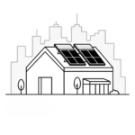 Casa con sistema solar fotovoltaico en techo, energía renovable